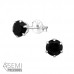 Silver Round 5mm Ear Studs with Semi Precious Natural Stone