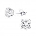 Round 6mm 4 Prong Sterling Silver Ear Studs with Cubic Zirconia