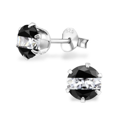 Silver Round 6mm Ear Studs with Cubic Zirconia