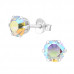 Silver 6mm Round Ear Studs with Crystal