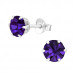 Silver 6mm Round Ear Studs with Crystal