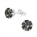 Silver 6mm Round Ear Studs with Crystal