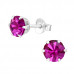 Silver 6mm Round Ear Studs with Crystal