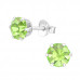 Silver 6mm Round Ear Studs with Crystal