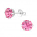 Silver 6mm Round Ear Studs with Crystal