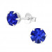 Silver 6mm Round Ear Studs with Crystal