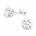Silver Round 6mm Ear Studs with Cubic Zirconia