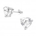 Silver Heart 8mm Basic Ear Studs with Cubic Zirconia