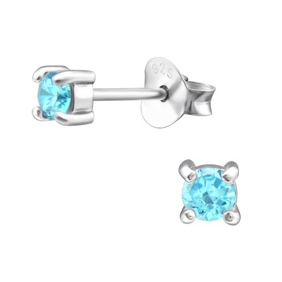 Silver Round 3mm Ear Studs with Cubic Zirconia