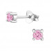 Silver Round 3mm Basic Ear Studs with Cubic Zirconia