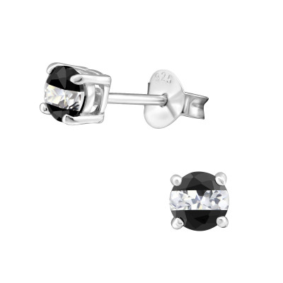 Silver Round 4mm Ear Studs with Cubic Zirconia