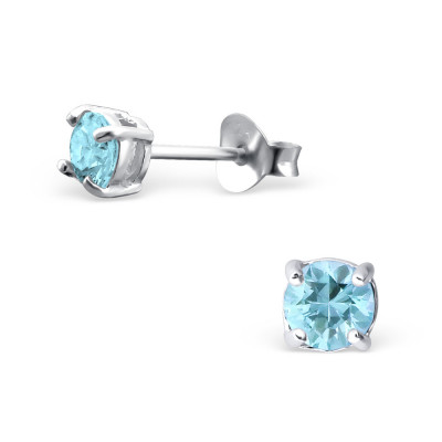 Silver Round 4mm Ear Studs with Cubic Zirconia