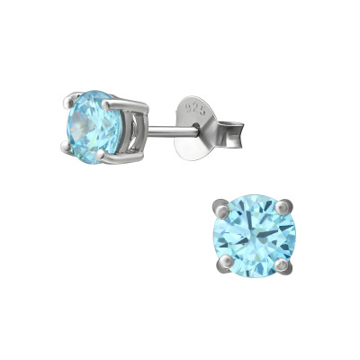 Silver Round 5mm Basic Ear Studs with Cubic Zirconia