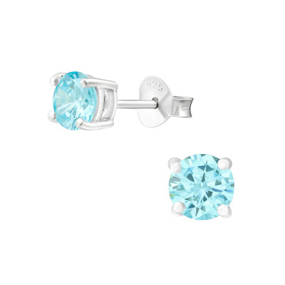 Silver Round 5mm Ear Studs with Cubic Zirconia