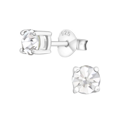 Silver Round 5mm Ear Studs with Cubic Zirconia