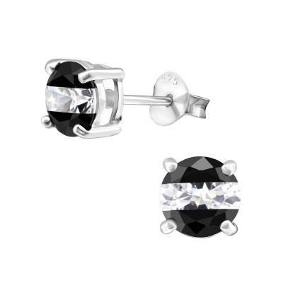 Silver Round 6mm Ear Studs with Cubic Zirconia