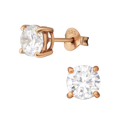 Silver Round 6mm Ear Studs with Cubic Zirconia