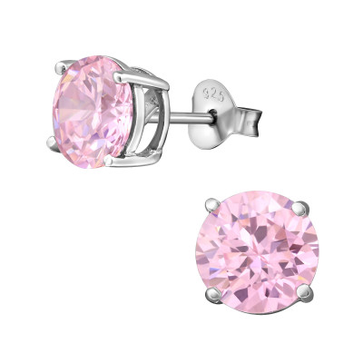 Silver Round 7mm Ear Studs with Cubic Zirconia