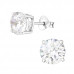 Silver Round 7mm Basic Ear Studs with Cubic Zirconia