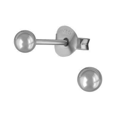 Silver Ball 3mm Ear Studs