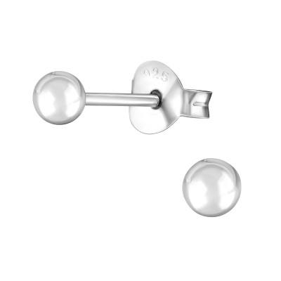 Silver Ball 3mm Ear Studs