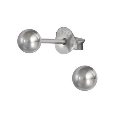 Silver Ball 4mm Ear Studs