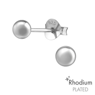 Silver Ball 4mm Ear Studs