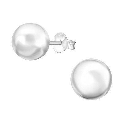 Ball 8mm Sterling Silver Basic Ear Studs