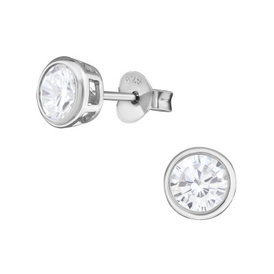 Silver Round 5mm Ear Studs with Cubic Zirconia