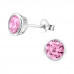 Silver Round 6mm Basic Ear Studs with Cubic Zirconia