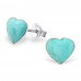 Silver Heart Ear Studs with Imitation Stone