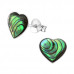 Silver Heart Ear Studs with Imitation Stone