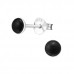 Silver Round Ear Studs with Imitation Stone