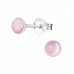 Silver Round Ear Studs with Imitation Stone