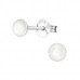 Silver Round Ear Studs with Imitation Stone