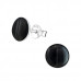 Silver Round Ear Studs with Imitation Stone