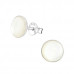 Silver Round Ear Studs with Imitation Stone