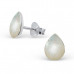 Silver Pear Ear Studs with Imitation Stone