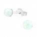 Silver Ball Ear Studs with 4mm Synthetic Opal