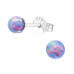 Silver Ball Ear Studs with 4mm Synthetic Opal