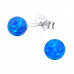 Silver Ball Ear Studs with 5mm Synthetic Opal