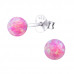 Silver Ball Ear Studs with 5mm Synthetic Opal