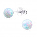 Silver Ball Ear Studs with 5mm Synthetic Opal