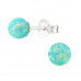 Silver Ball Ear Studs with 5mm Synthetic Opal