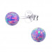 Silver Ball Ear Studs with 5mm Synthetic Opal