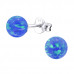 Silver Ball Ear Studs with 6mm Synthetic Opal