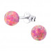 Silver Ball Ear Studs with 6mm Synthetic Opal