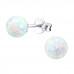 Silver Ball Ear Studs with 6mm Synthetic Opal