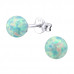 Silver Ball Ear Studs with 6mm Synthetic Opal