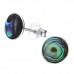 Silver Round Ear Studs with Imitation Stone